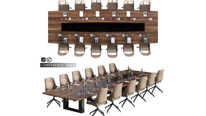 渲染模型_办公桌椅077