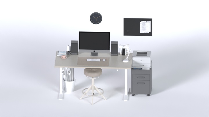 渲染模型_办公桌椅084