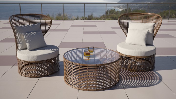 渲染模型_室外座椅伞座007