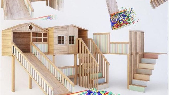 渲染模型_小区滑梯游戏套装002