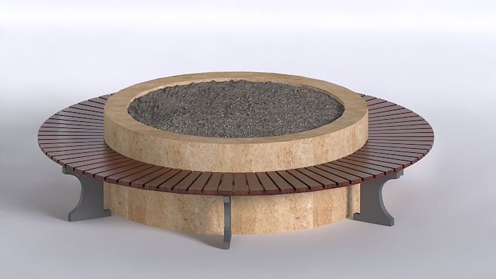 渲染模型_户外圆凳001