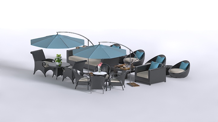 渲染模型_户外桌椅018