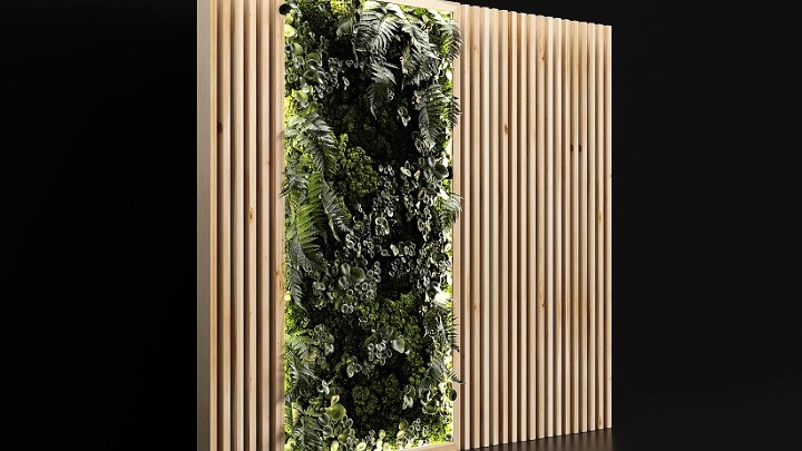 渲染模型_木板和垂直花园001