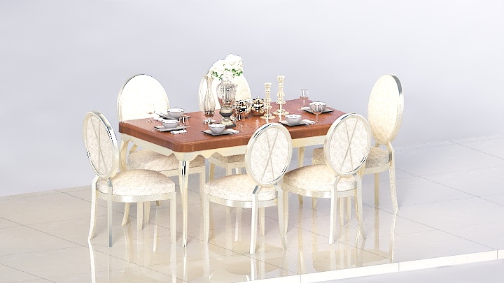 渲染模型_欧式餐桌椅005