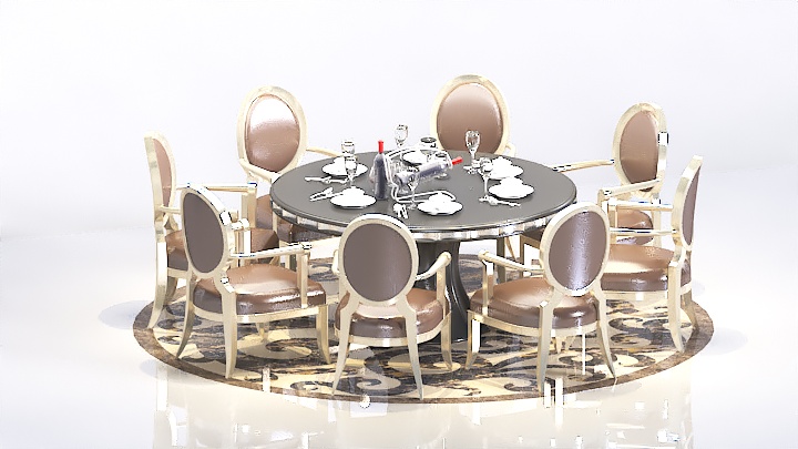 渲染模型_欧式餐桌椅019