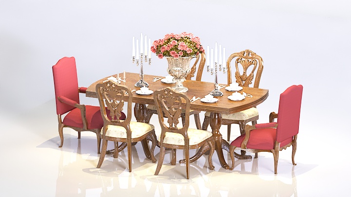 渲染模型_欧式餐桌椅020
