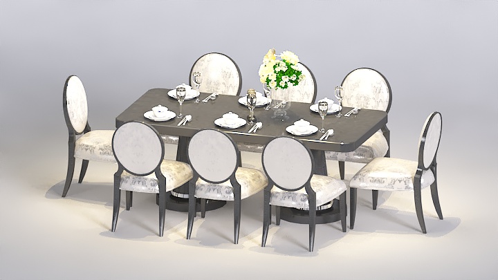 渲染模型_欧式餐桌椅030