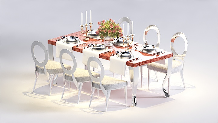 渲染模型_欧式餐桌椅032