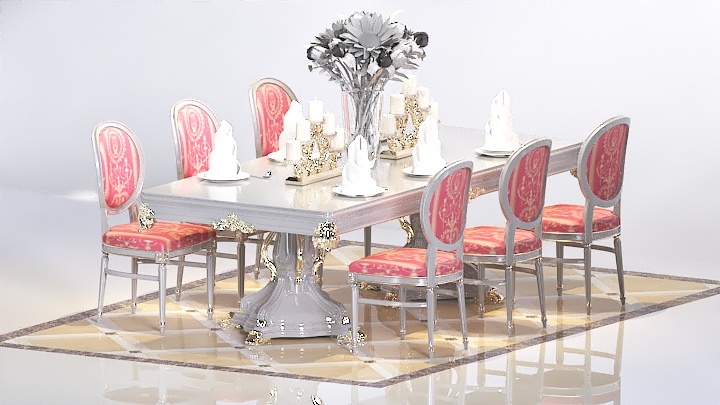 渲染模型_欧式餐桌椅033