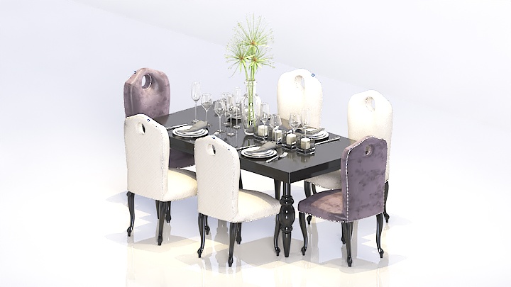 渲染模型_欧式餐桌椅034