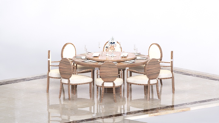 渲染模型_欧式餐桌椅051