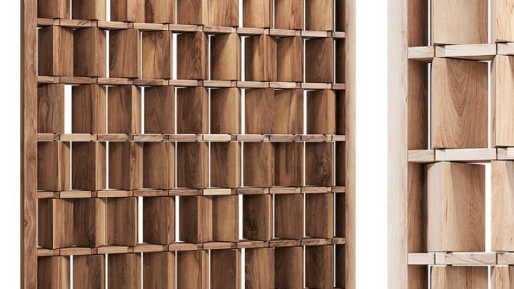 渲染模型_漏洞木隔墙001