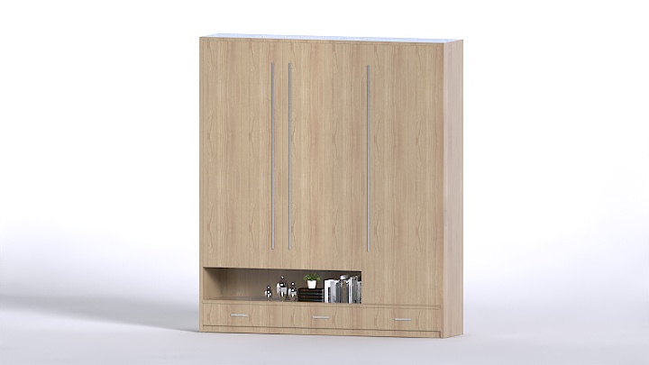 渲染模型_现代实木衣柜014