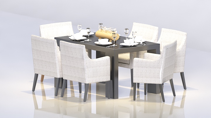 渲染模型_现代桌椅027