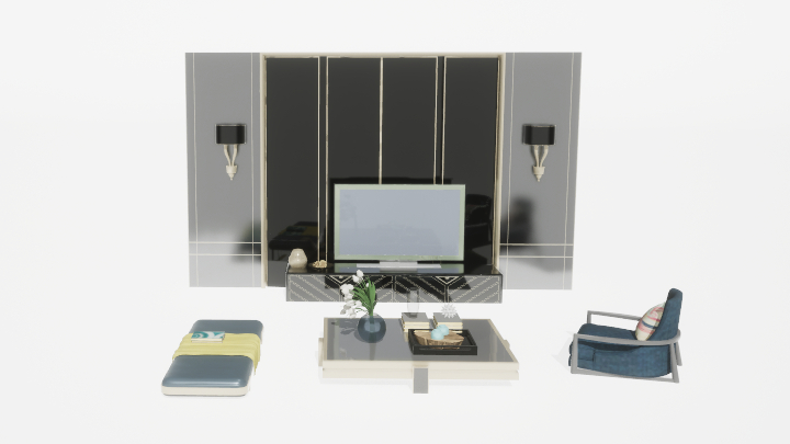 渲染模型_电视墙210