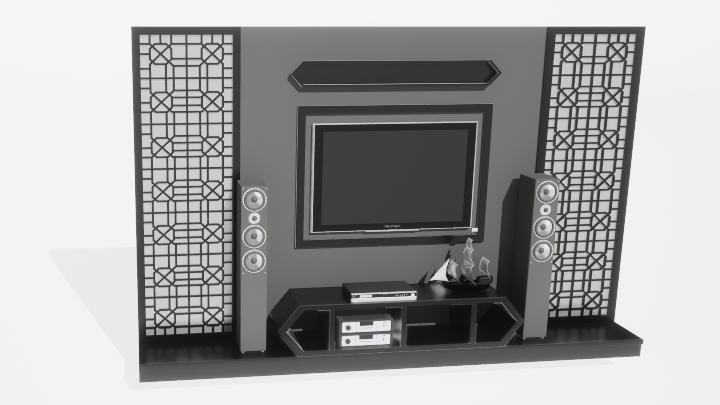 渲染模型_电视墙217