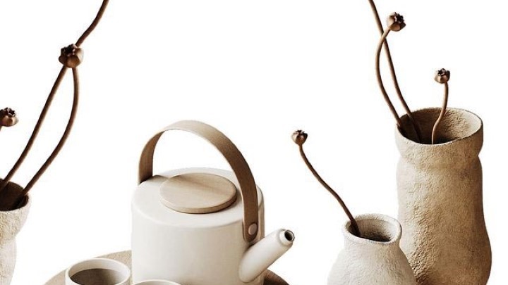 渲染模型_茶具装饰套装001