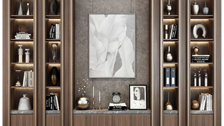 渲染模型_装饰摆件柜006