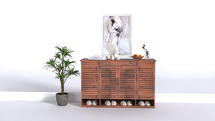 渲染模型_装饰画和鞋柜002