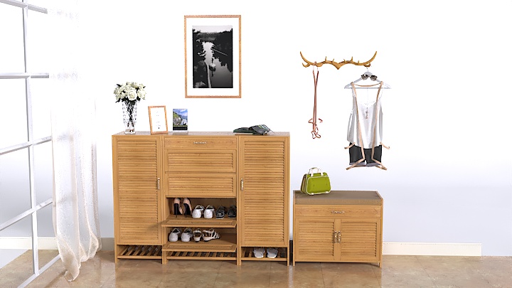 渲染模型_装饰画和鞋柜005