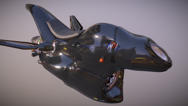 渲染模型_赛博摩托001