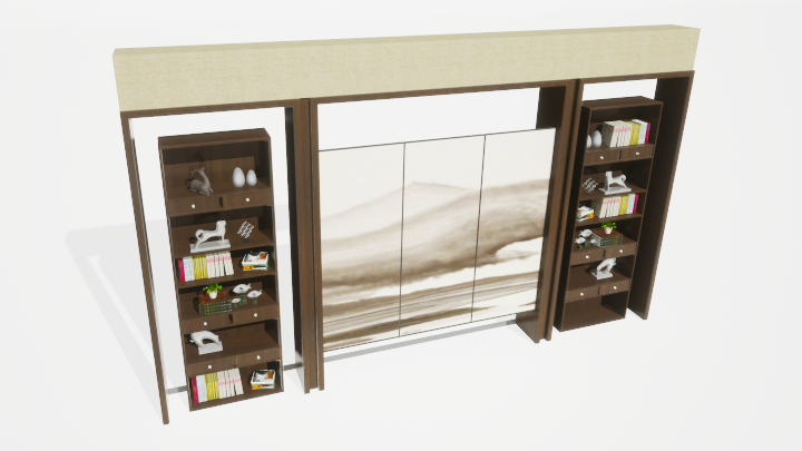 渲染模型_书柜138