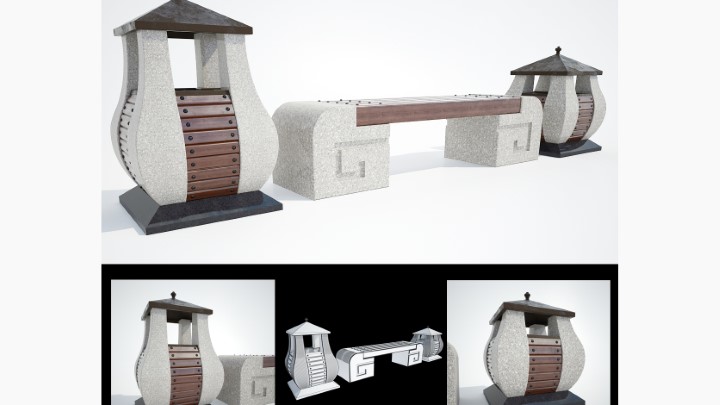 渲染模型_公园椅子002