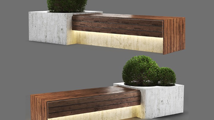 渲染模型_公园椅子004