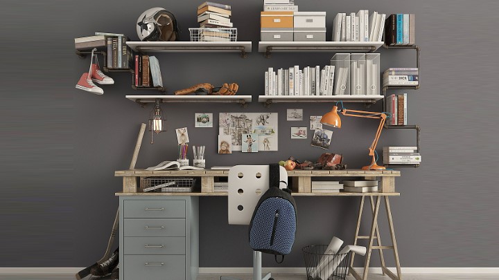 渲染模型_办公区域套装006