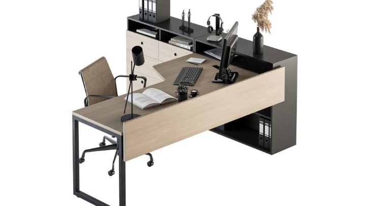 渲染模型_办公桌椅套装001