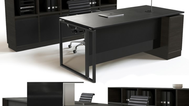 渲染模型_办公桌椅套装009