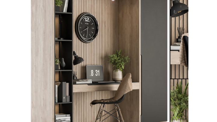 渲染模型_办公桌椅套装012