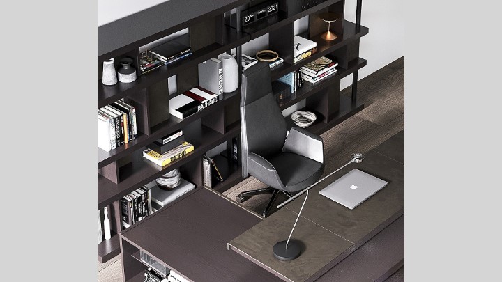 渲染模型_办公桌椅套装017