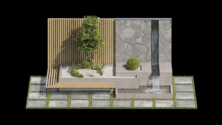 渲染模型_喷泉景观001