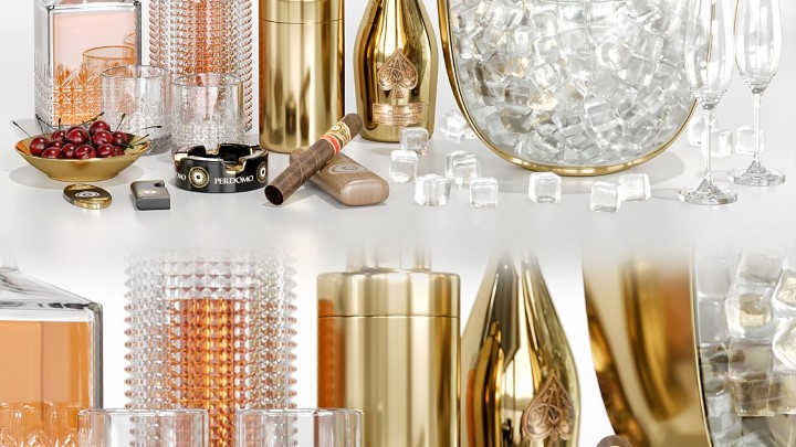 渲染模型_威士忌和香槟鸡尾酒002