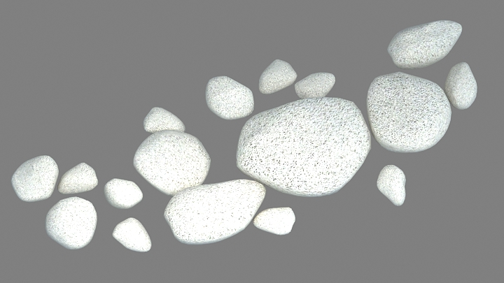渲染模型_散落鹅卵石001