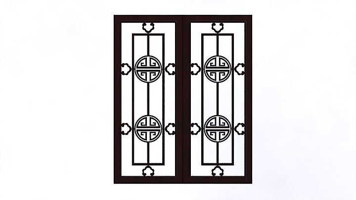渲染模型_新中式花格栅001