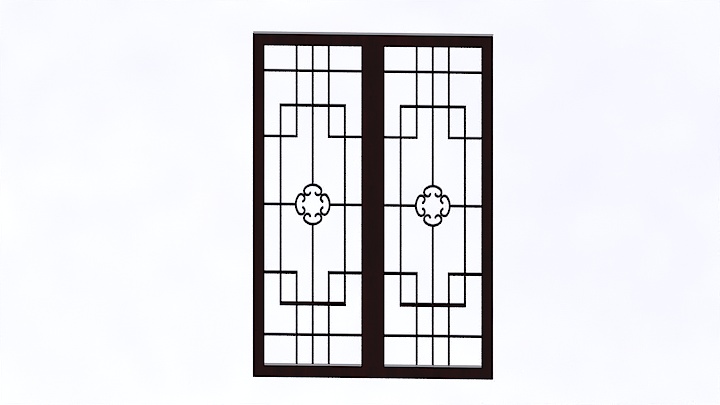 渲染模型_新中式花格栅002