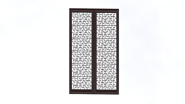 渲染模型_新中式花格栅006