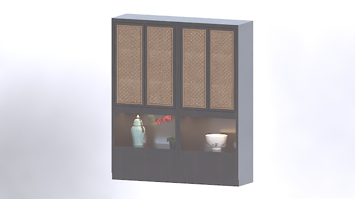 渲染模型_新中式衣柜003