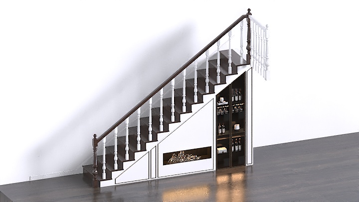 渲染模型_楼梯储物柜007