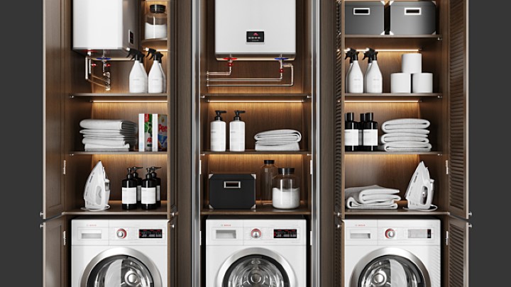 渲染模型_洗衣家电套装002