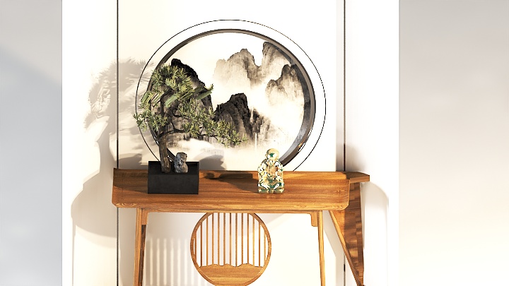 渲染模型_玄关墙001