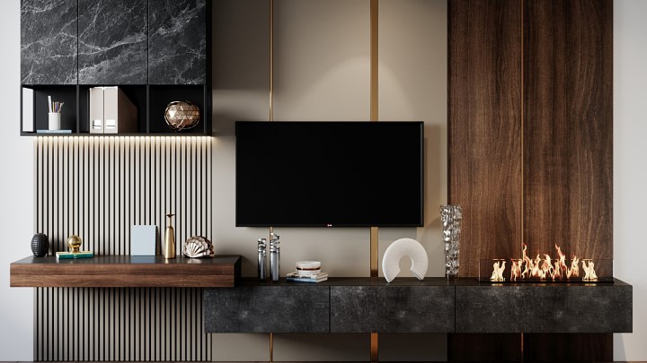 渲染模型_电视墙300