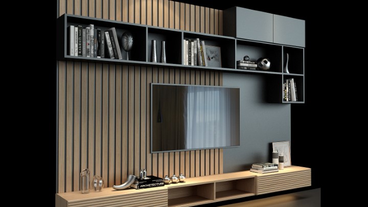 渲染模型_电视墙312