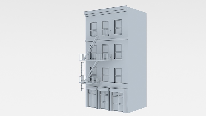 渲染模型_白模建筑002