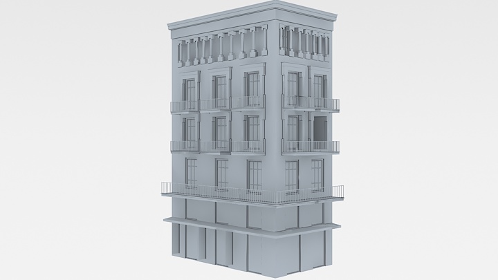 渲染模型_白模建筑006