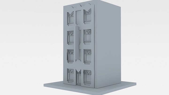 渲染模型_白模建筑054