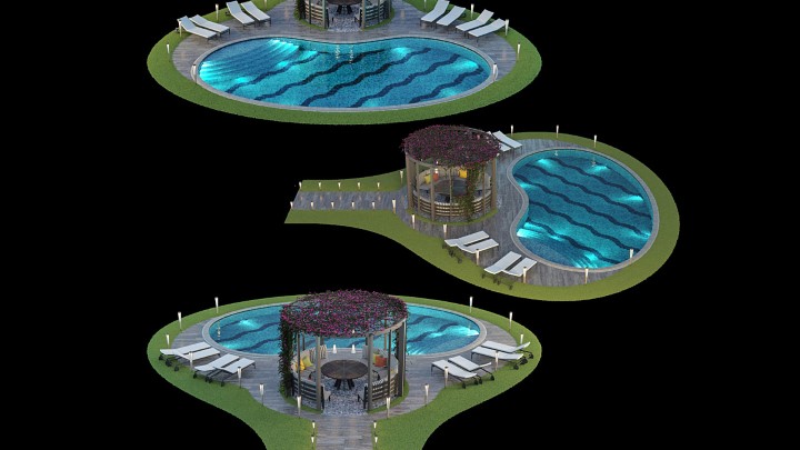 渲染模型_花园游泳池001