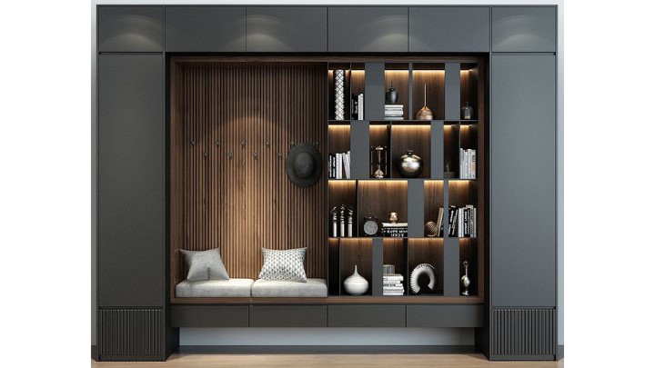 渲染模型_走廊家具柜组001